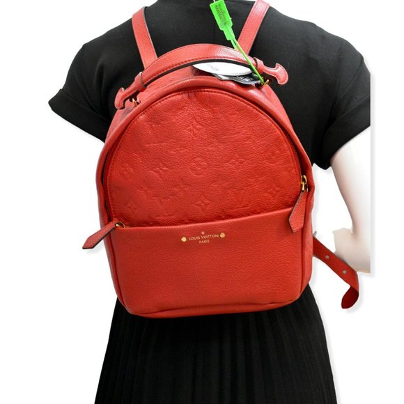 LOUIS VUITTON Sorbonne Monogram Empreinte Leather Backpack Red - Picture 2 of 12
